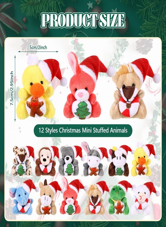 Blueweenly 24 Pcs Mini Christmas Stuffed Animal Plush Keychain Decorations Xmas Small Plush Animal Toys with Santa Hat Christmas Tree Plush Ornaments for Award Party Favors Gifts Decor - Image 5